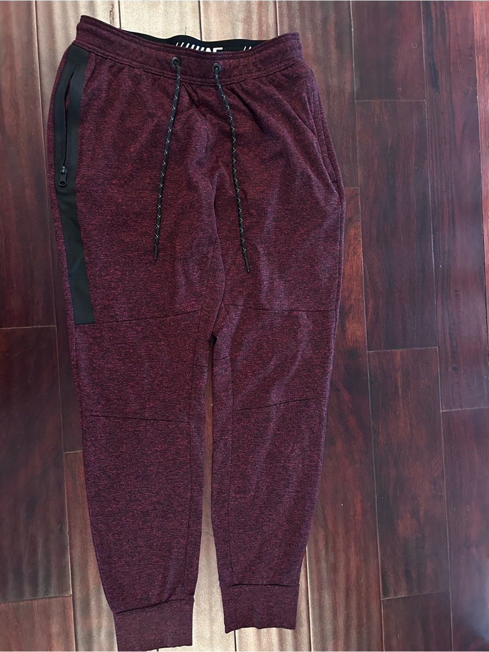 American Eagle Maroon and Black Fleece-Lined Joggers